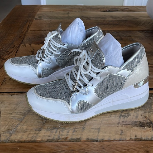 Michael Kors LIV Trainer size 7 - Khaki Glitter chain mesh - Picture 3 of 11